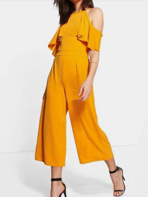 Women's Jumpsuits Ruffled Off-Shoulder Wide-Leg Jumpsuit