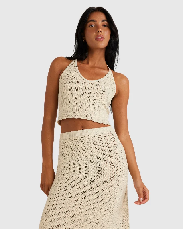 Crochet Halter Top - Natural